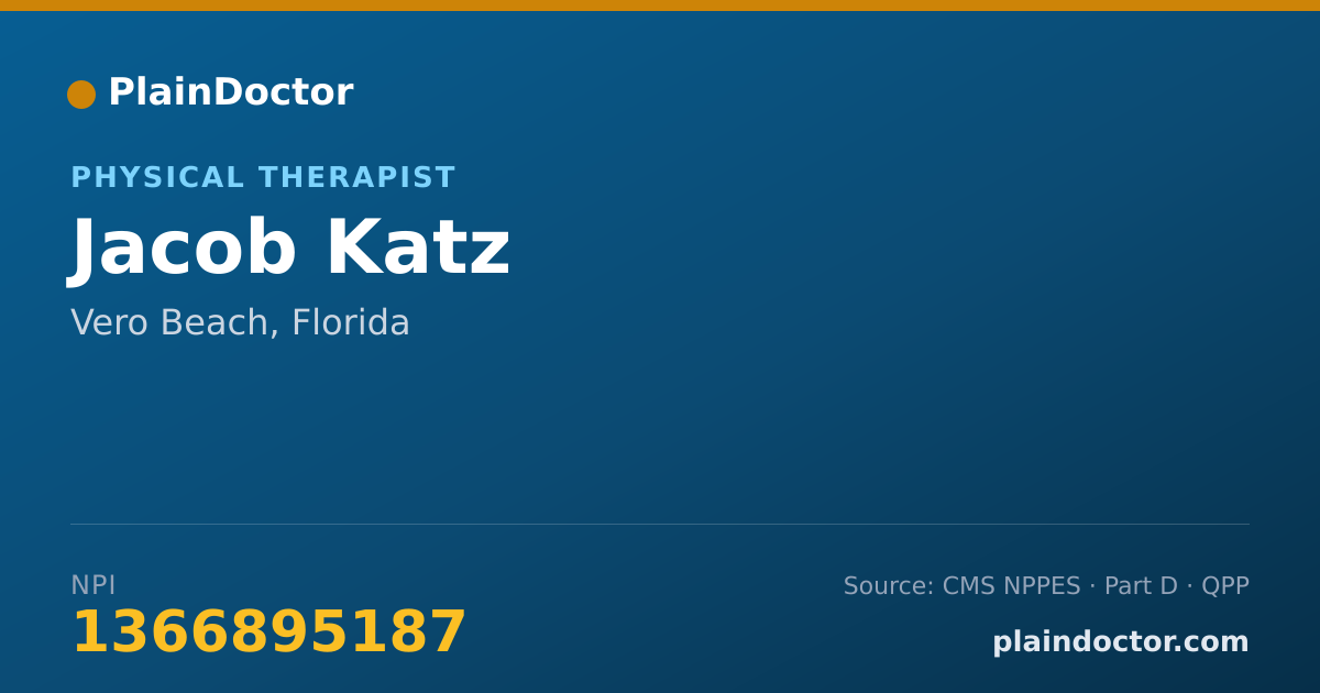 Shareable card for Jacob Katz - Physical Therapist, Vero Beach, FL