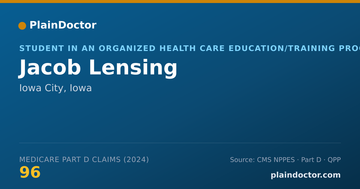 Shareable card for Jacob Lensing - Student in an Organized Health Care Education/Training Program, Iowa City, IA
