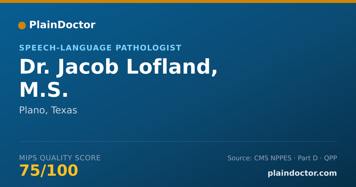 Shareable card for Jacob Lofland, M.S. - Speech-Language Pathologist, Plano, TX