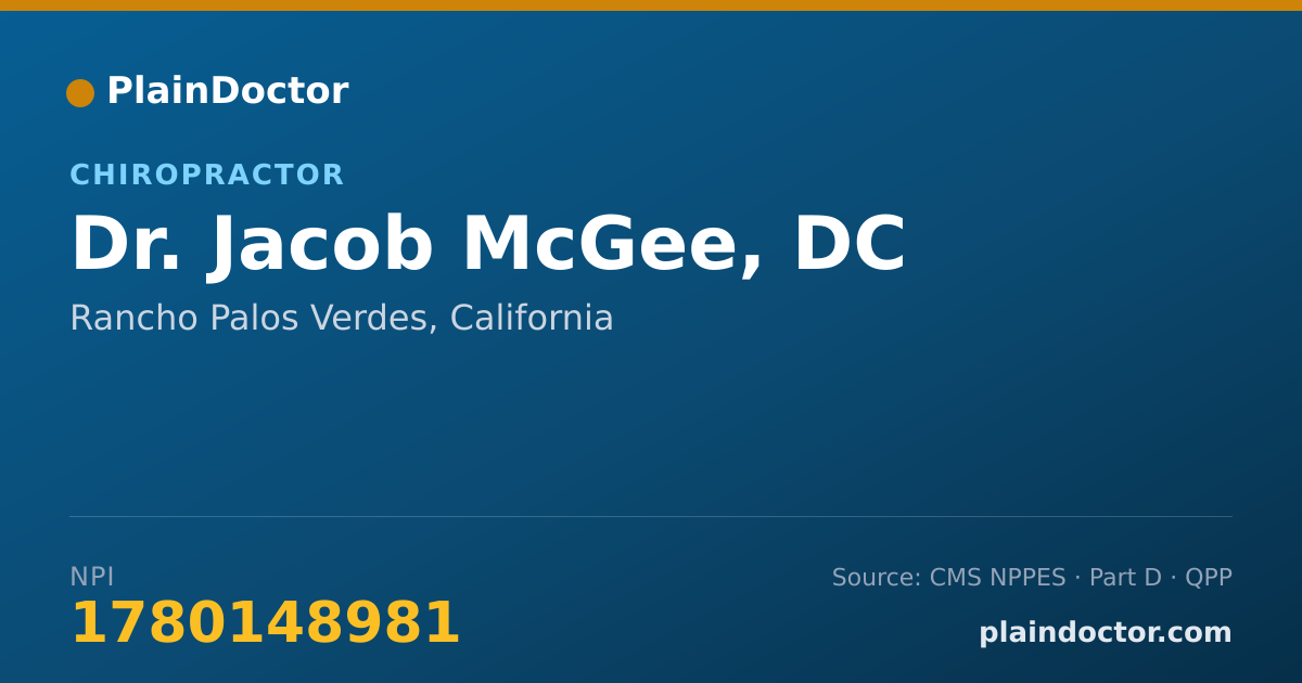Shareable card for Jacob McGee, DC - Chiropractor, Rancho Palos Verdes, CA