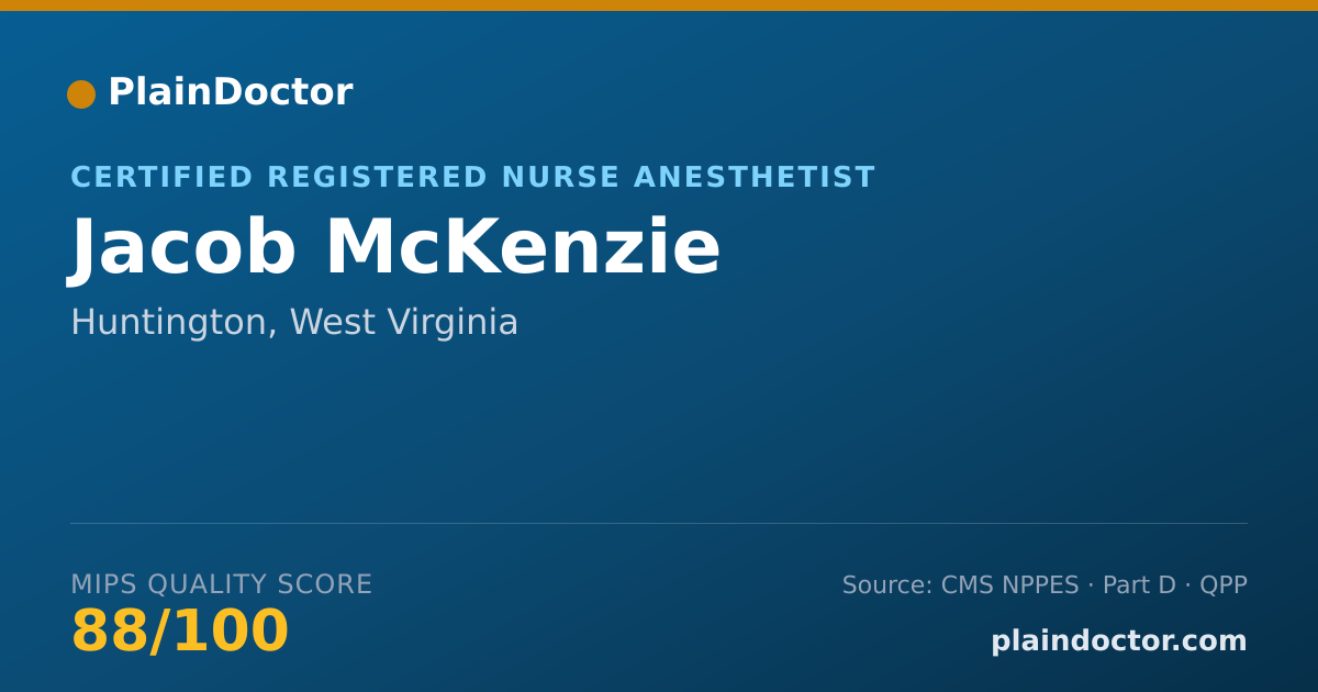 Shareable card for Jacob McKenzie - Certified Registered Nurse Anesthetist, Huntington, WV