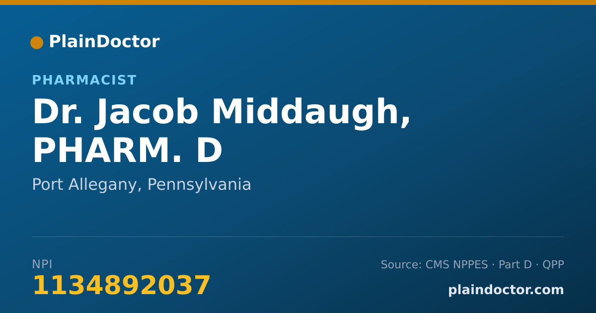 Shareable card for Jacob Middaugh, PHARM. D - Pharmacist, Port Allegany, PA