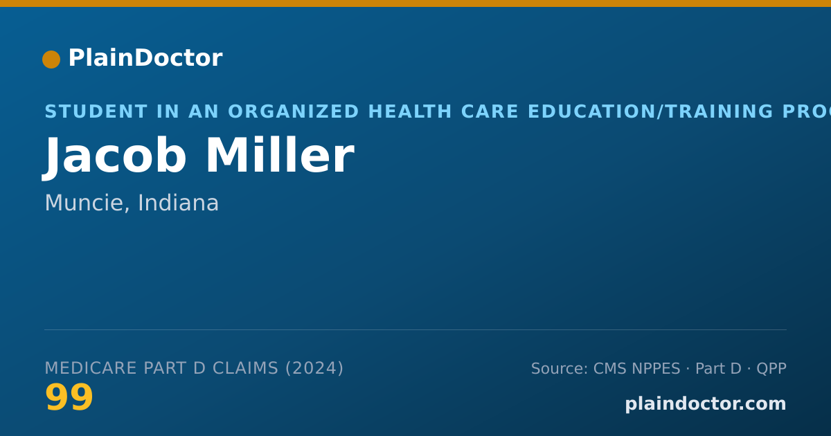 Shareable card for Jacob Miller - Student in an Organized Health Care Education/Training Program, Muncie, IN