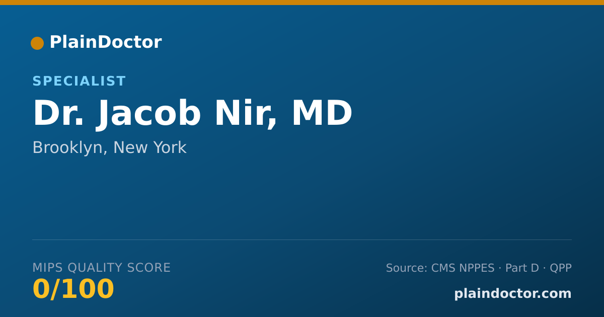 Shareable card for Jacob Nir, MD - Specialist, Brooklyn, NY