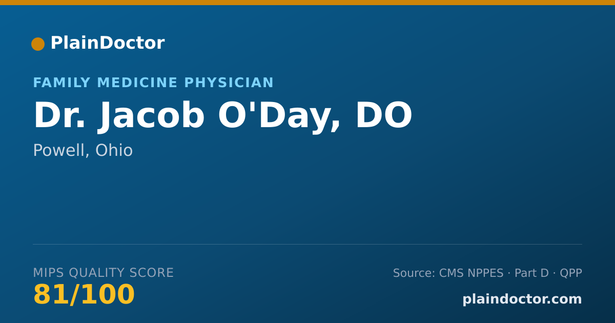 Shareable card for Jacob O'Day, DO - Family Medicine Physician, Powell, OH