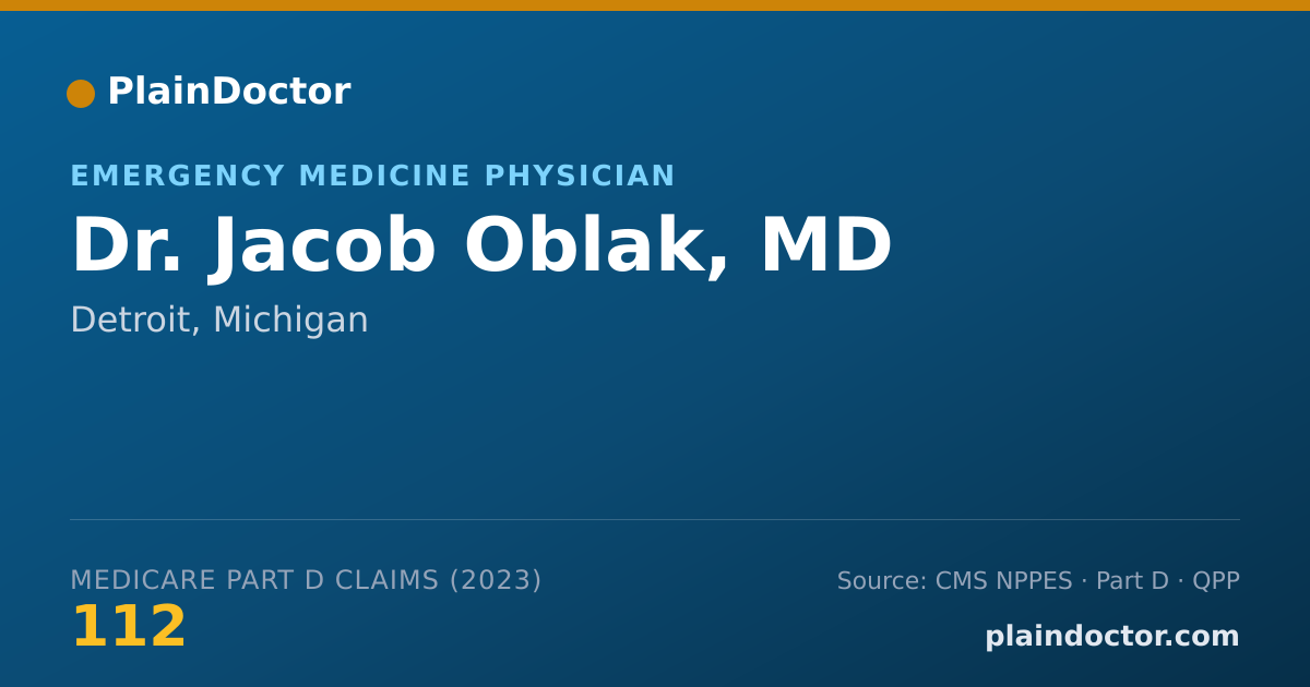 Shareable card for Jacob Oblak, MD - Emergency Medicine Physician, Detroit, MI