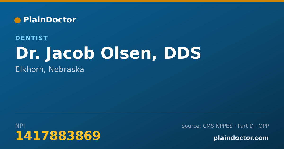 Shareable card for Jacob Olsen, DDS - Dentist, Elkhorn, NE