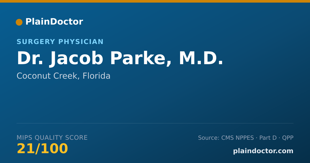 Shareable card for Jacob Parke, M.D. - Surgery Physician, Coconut Creek, FL