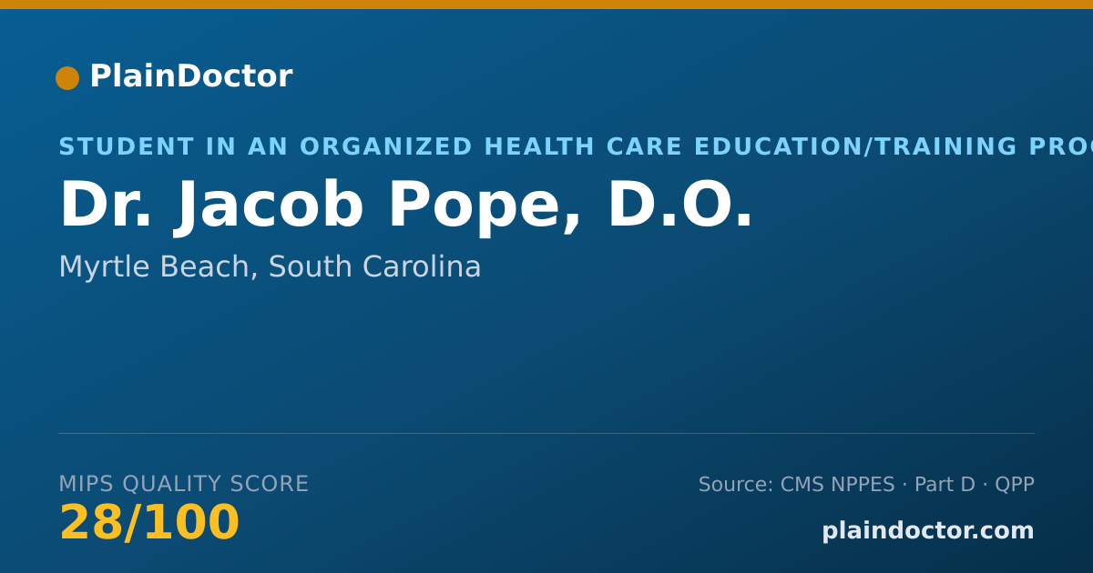 Shareable card for Jacob Pope, D.O. - Student in an Organized Health Care Education/Training Program, Myrtle Beach, SC