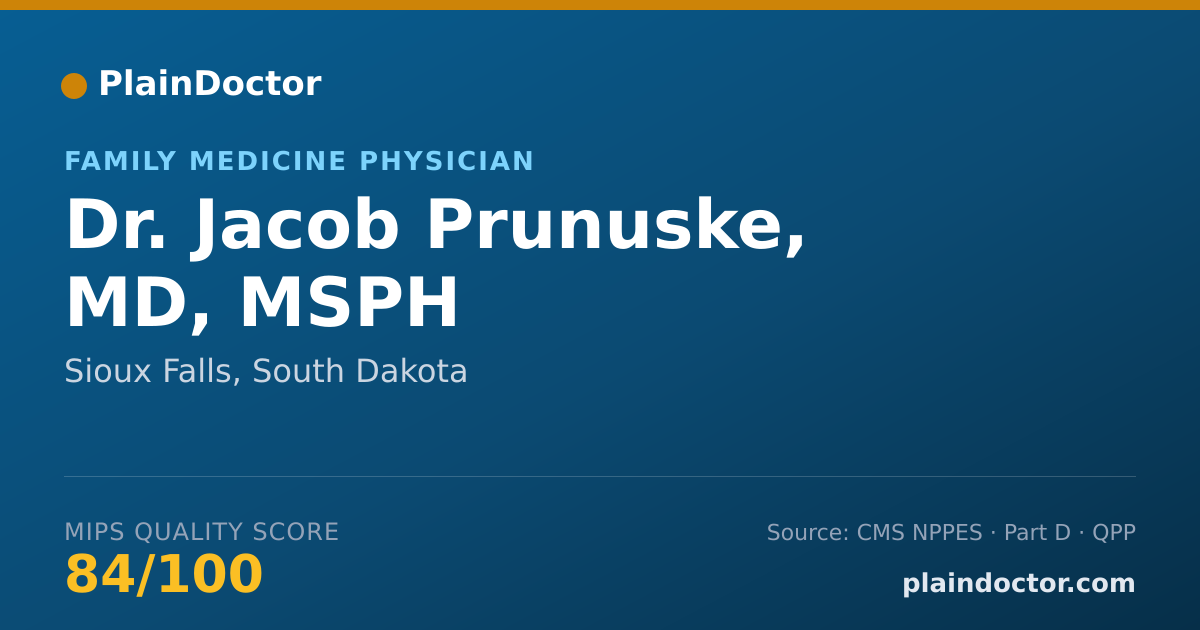 Shareable card for Jacob Prunuske, MD, MSPH - Family Medicine Physician, Sioux Falls, SD
