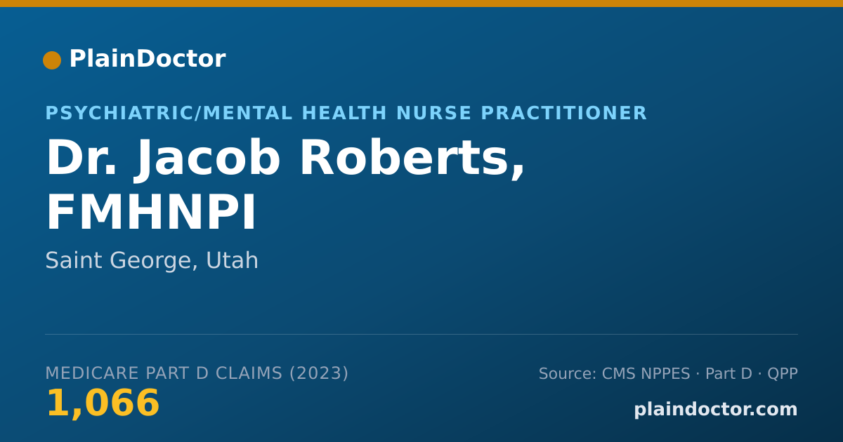 Shareable card for Jacob Roberts, FMHNPI - Psychiatric/Mental Health Nurse Practitioner, Saint George, UT