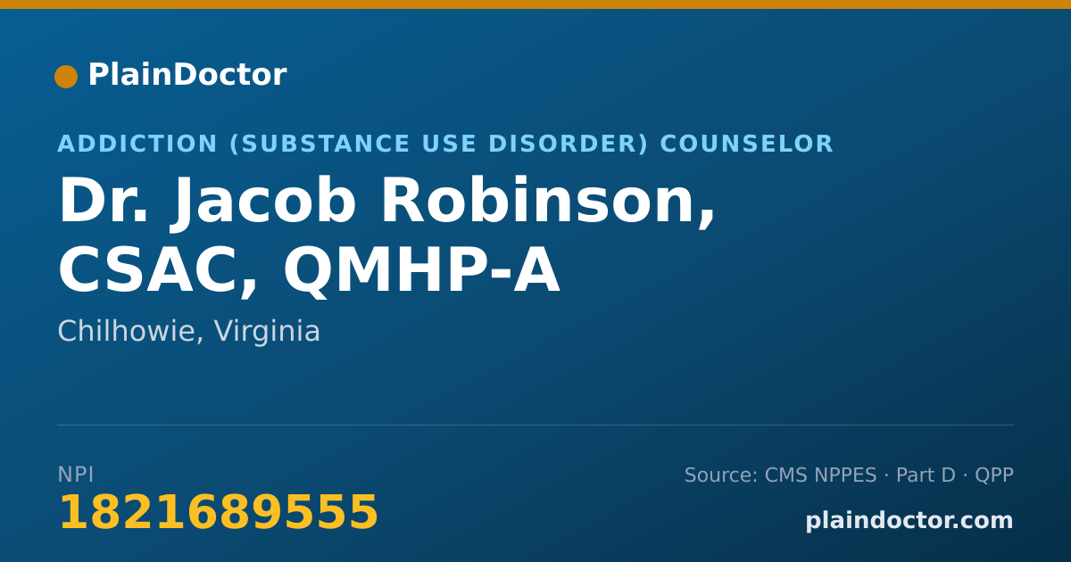 Shareable card for Jacob Robinson, CSAC, QMHP-A - Addiction (Substance Use Disorder) Counselor, Chilhowie, VA