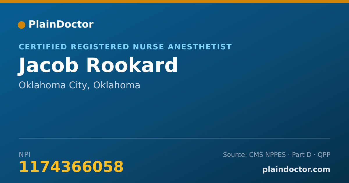 Shareable card for Jacob Rookard - Certified Registered Nurse Anesthetist, Oklahoma City, OK