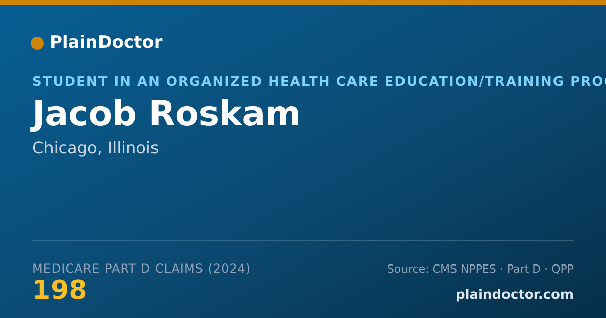Shareable card for Jacob Roskam - Student in an Organized Health Care Education/Training Program, Chicago, IL