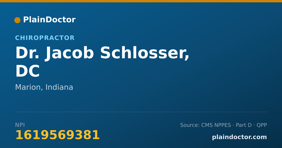 Shareable card for Jacob Schlosser, DC - Chiropractor, Marion, IN