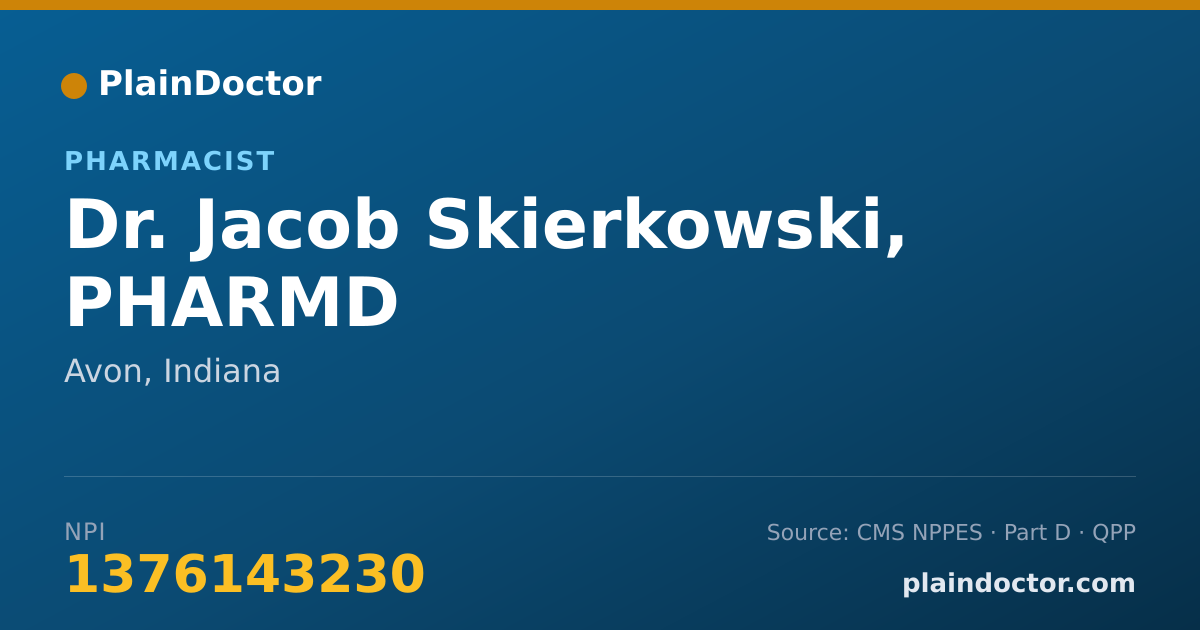 Shareable card for Jacob Skierkowski, PHARMD - Pharmacist, Avon, IN