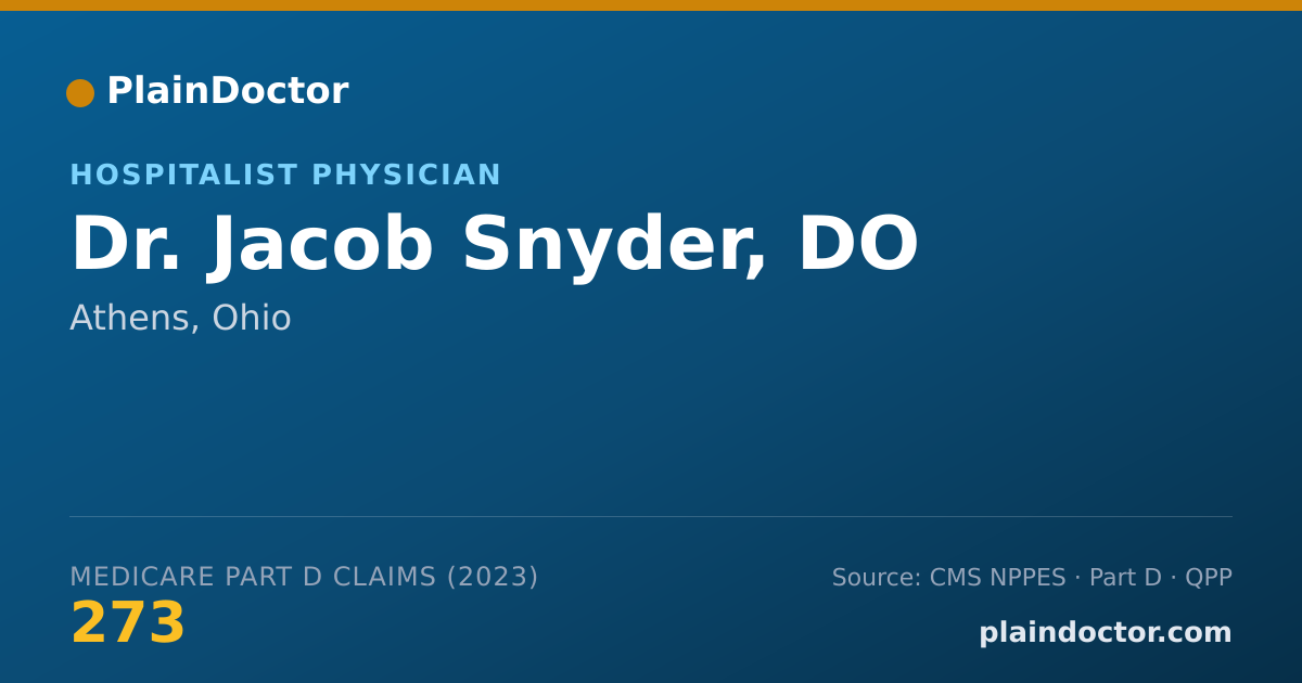 Shareable card for Jacob Snyder, DO - Hospitalist Physician, Athens, OH