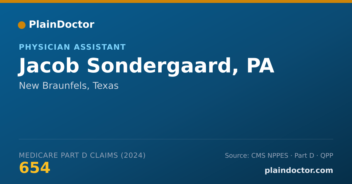 Shareable card for Jacob Sondergaard, PA - Physician Assistant, New Braunfels, TX