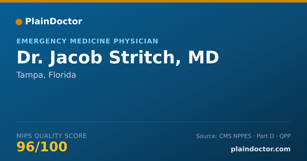 Shareable card for Jacob Stritch, MD - Emergency Medicine Physician, Tampa, FL