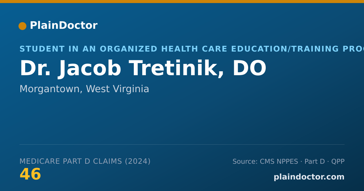 Shareable card for Jacob Tretinik, DO - Student in an Organized Health Care Education/Training Program, Morgantown, WV