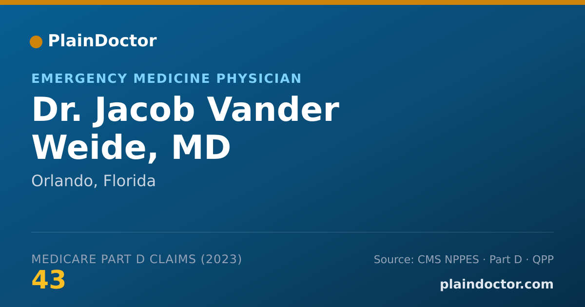 Shareable card for Jacob Vander Weide, MD - Emergency Medicine Physician, Orlando, FL