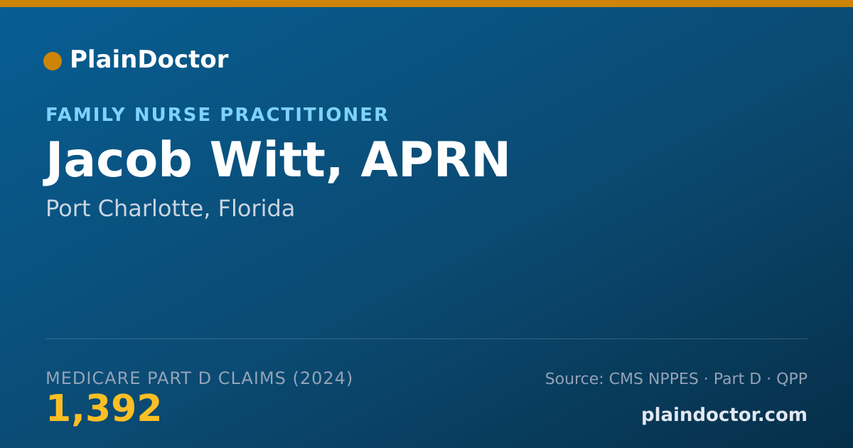 Shareable card for Jacob Witt, APRN - Family Nurse Practitioner, Port Charlotte, FL