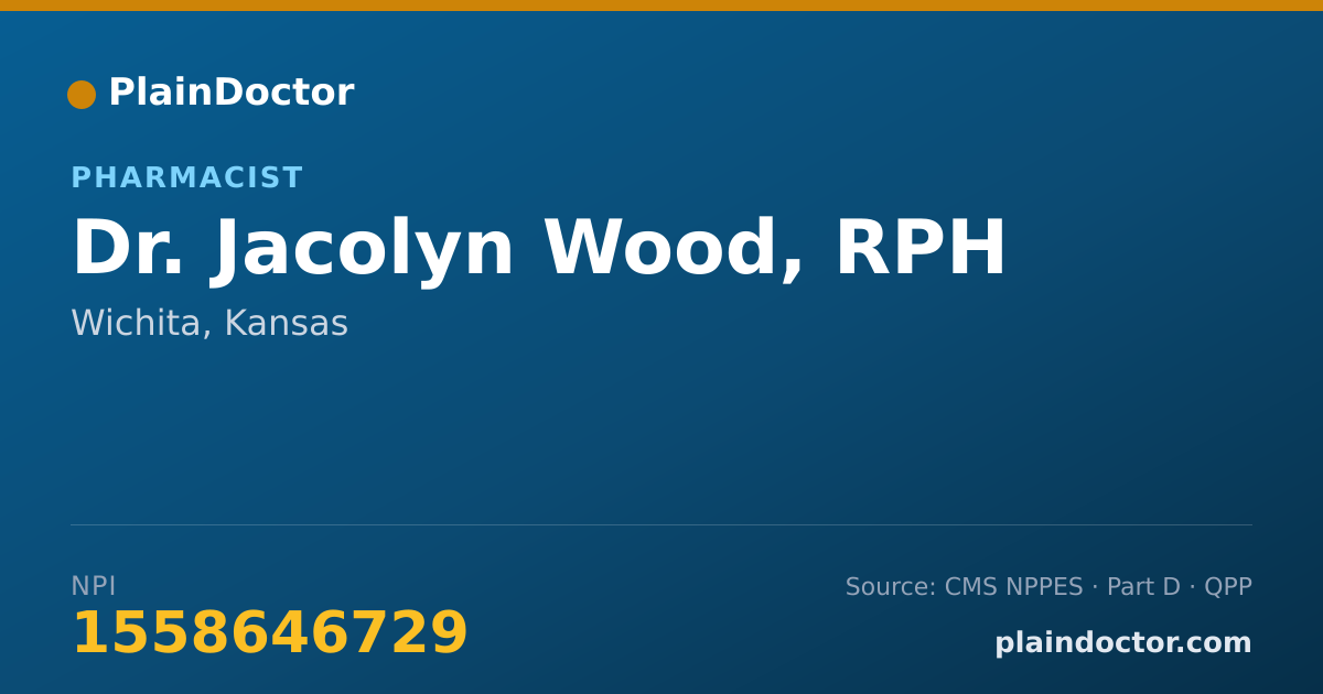 Shareable card for Jacolyn Wood, RPH - Pharmacist, Wichita, KS