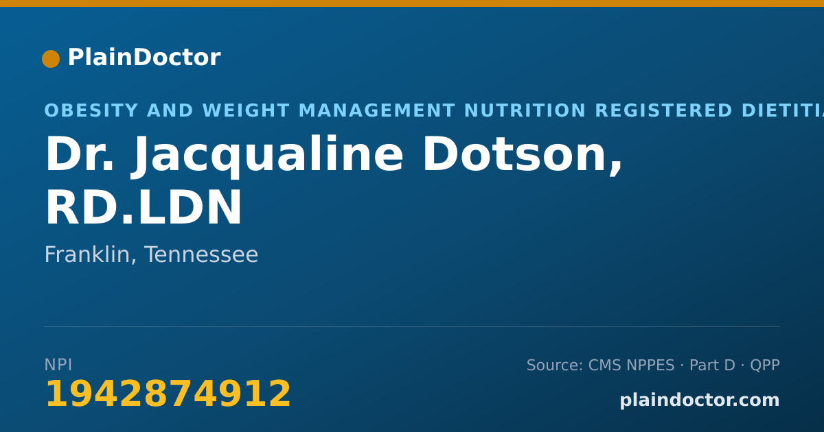 Shareable card for Jacqualine Dotson, RD.LDN - Obesity and Weight Management Nutrition Registered Dietitian, Franklin, TN