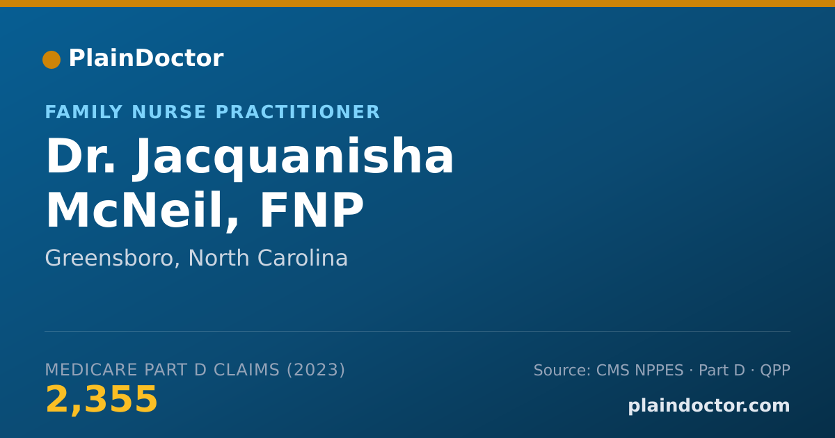 Shareable card for Jacquanisha McNeil, FNP - Family Nurse Practitioner, Greensboro, NC