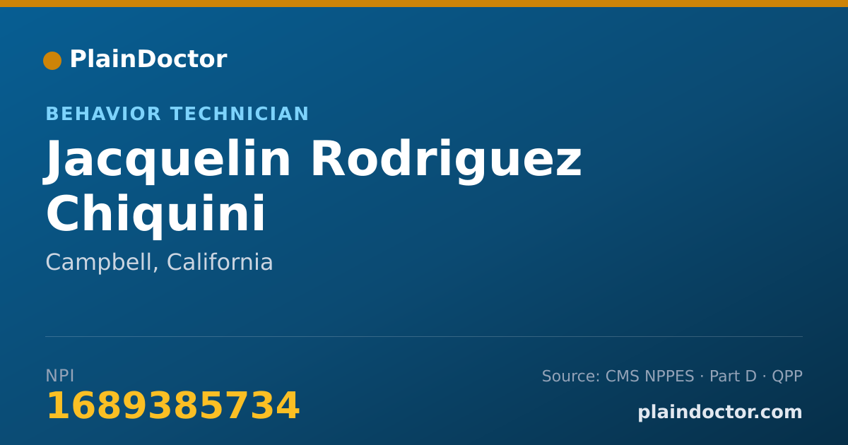 Shareable card for Jacquelin Rodriguez Chiquini - Behavior Technician, Campbell, CA
