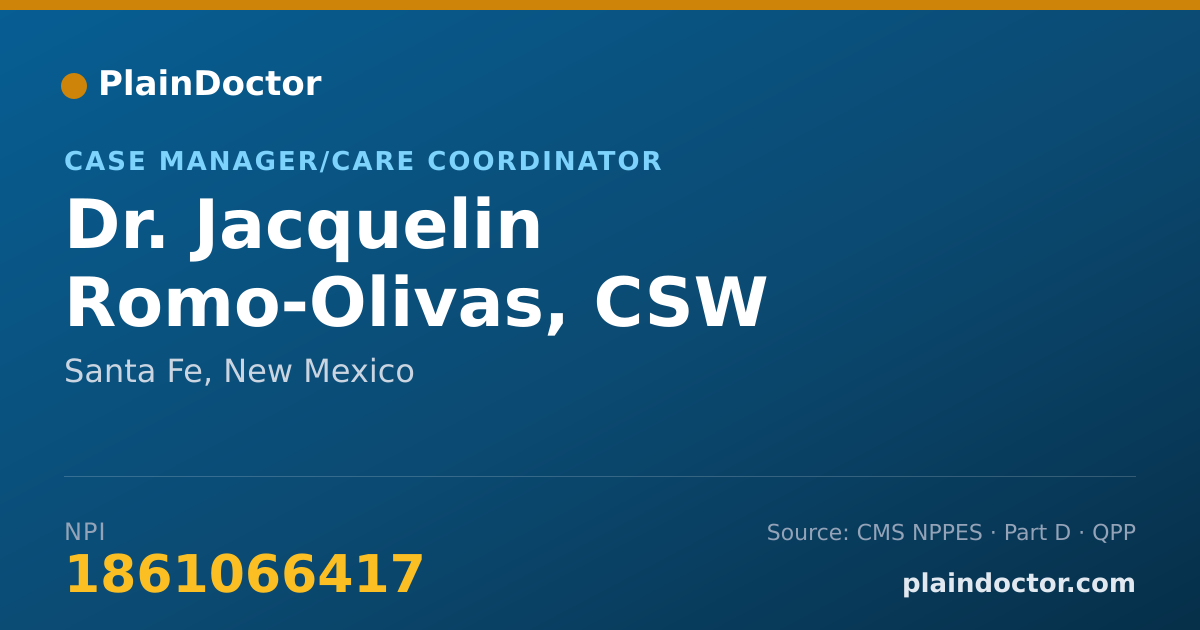 Shareable card for Jacquelin Romo-Olivas, CSW - Case Manager/Care Coordinator, Santa Fe, NM