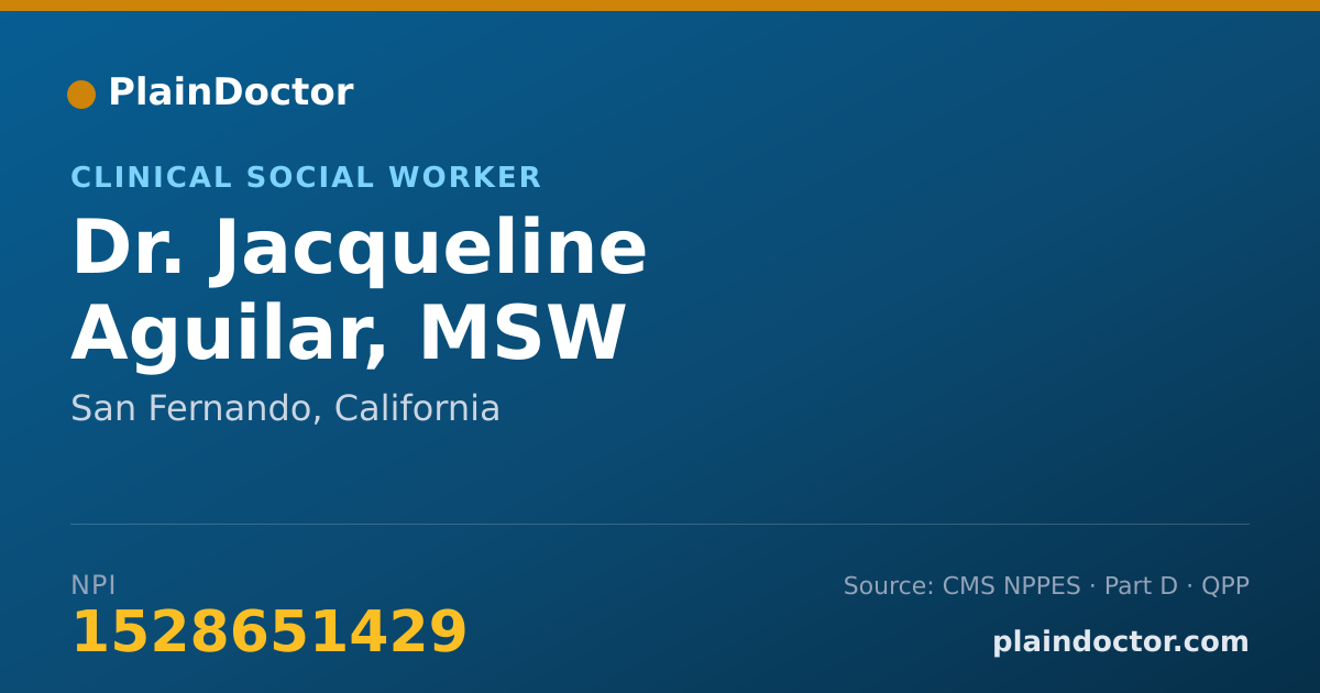 Shareable card for Jacqueline Aguilar, MSW - Clinical Social Worker, San Fernando, CA