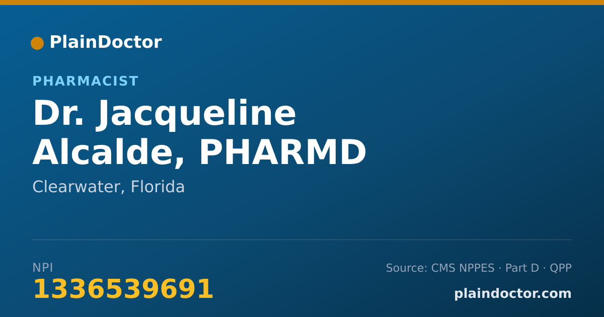 Shareable card for Jacqueline Alcalde, PHARMD - Pharmacist, Clearwater, FL