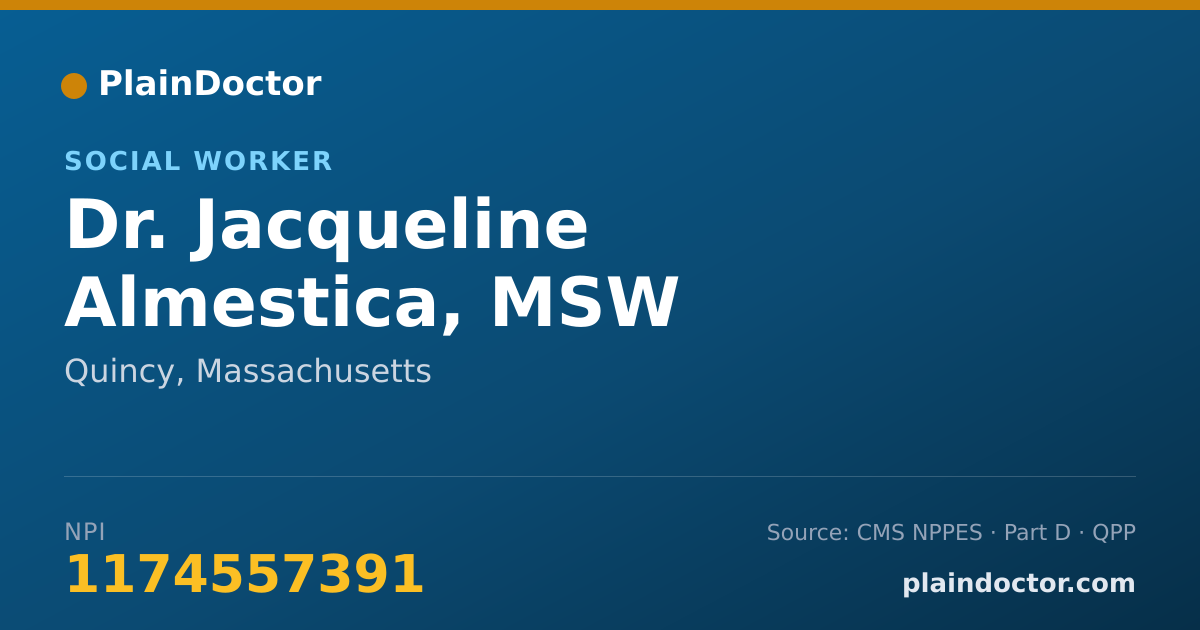 Shareable card for Jacqueline Almestica, MSW - Social Worker, Quincy, MA