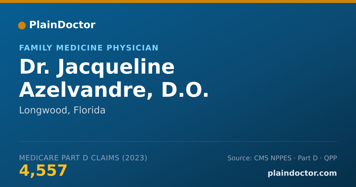 Shareable card for Jacqueline Azelvandre, D.O. - Family Medicine Physician, Longwood, FL