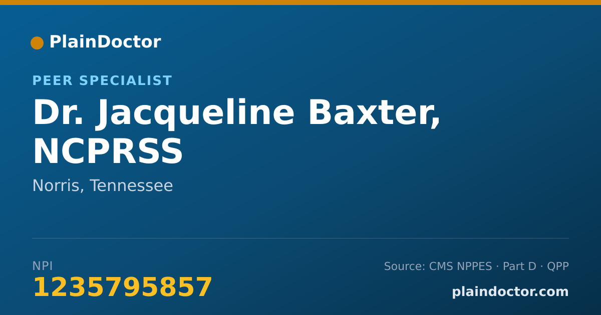 Shareable card for Jacqueline Baxter, NCPRSS - Peer Specialist, Norris, TN