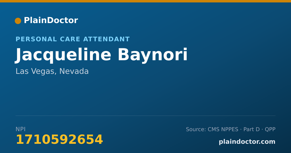 Shareable card for Jacqueline Baynori - Personal Care Attendant, Las Vegas, NV