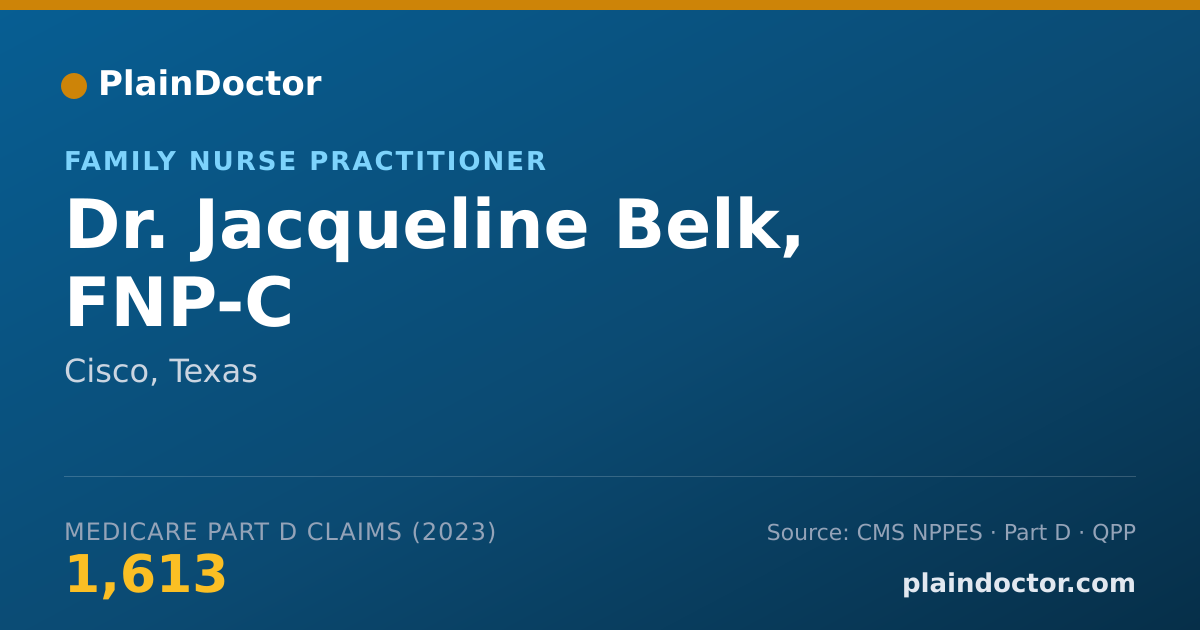 Shareable card for Jacqueline Belk, FNP-C - Family Nurse Practitioner, Cisco, TX