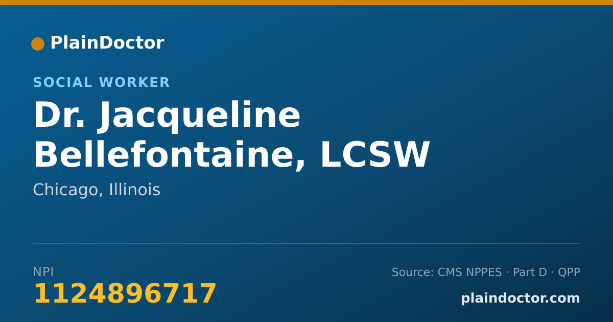 Shareable card for Jacqueline Bellefontaine, LCSW - Social Worker, Chicago, IL