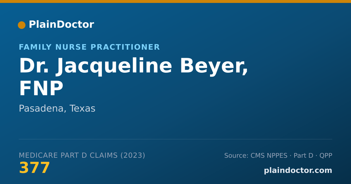 Shareable card for Jacqueline Beyer, FNP - Family Nurse Practitioner, Pasadena, TX