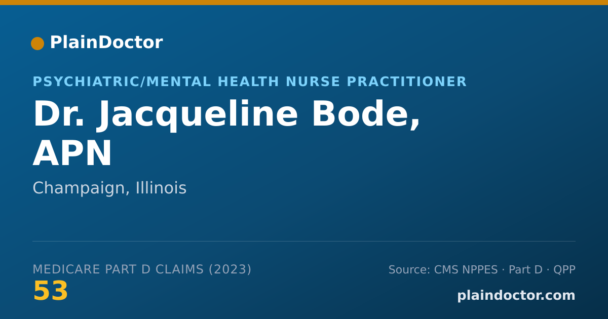 Shareable card for Jacqueline Bode, APN - Psychiatric/Mental Health Nurse Practitioner, Champaign, IL