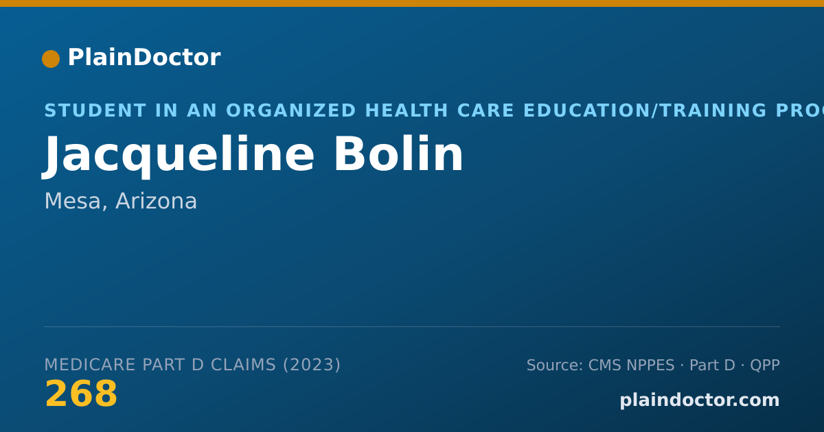 Shareable card for Jacqueline Bolin - Student in an Organized Health Care Education/Training Program, Mesa, AZ