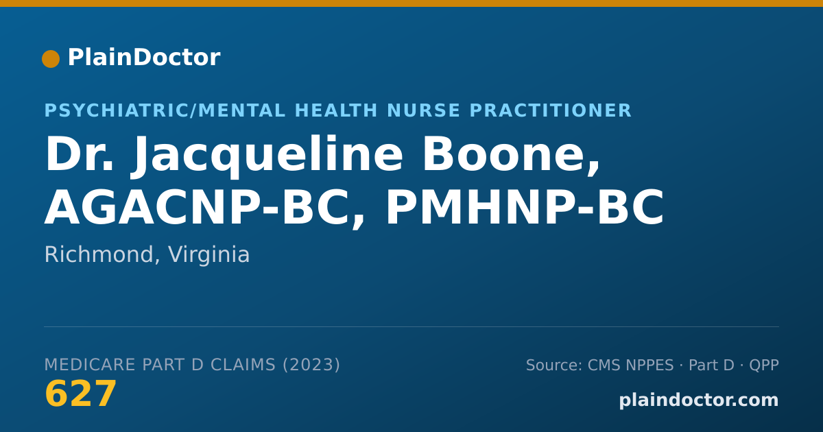 Shareable card for Jacqueline Boone, AGACNP-BC, PMHNP-BC - Psychiatric/Mental Health Nurse Practitioner, Richmond, VA