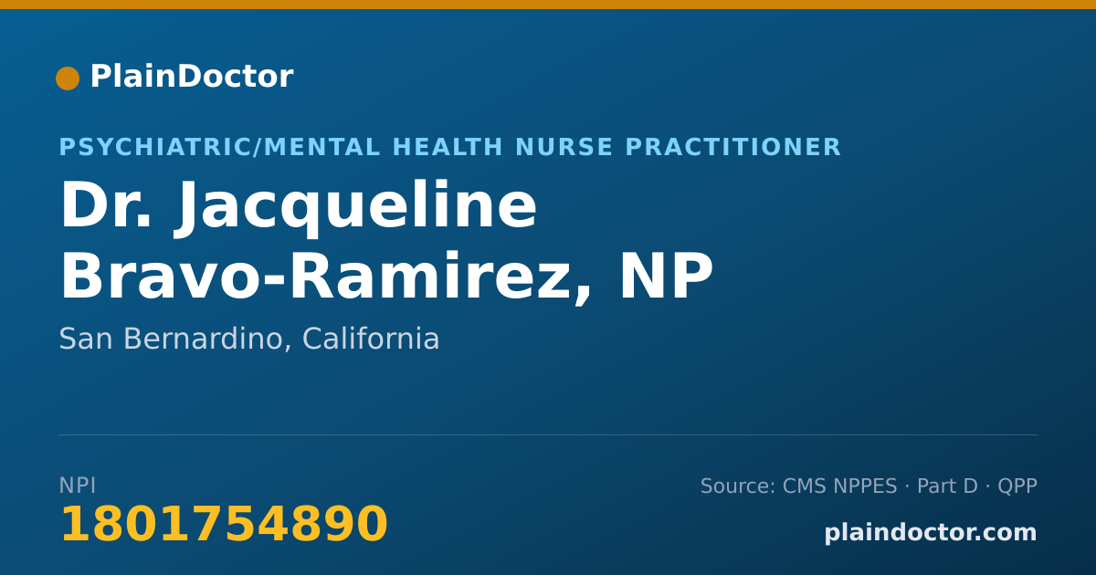 Shareable card for Jacqueline Bravo-Ramirez, NP - Psychiatric/Mental Health Nurse Practitioner, San Bernardino, CA
