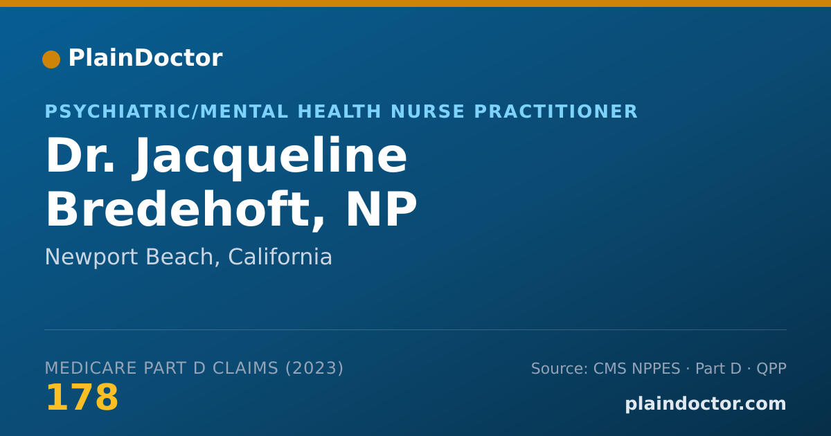 Shareable card for Jacqueline Bredehoft, NP - Psychiatric/Mental Health Nurse Practitioner, Newport Beach, CA