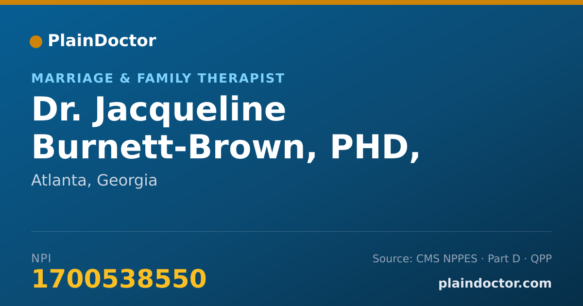 Shareable card for Jacqueline Burnett-Brown, PHD, LMFT - Marriage & Family Therapist, Atlanta, GA
