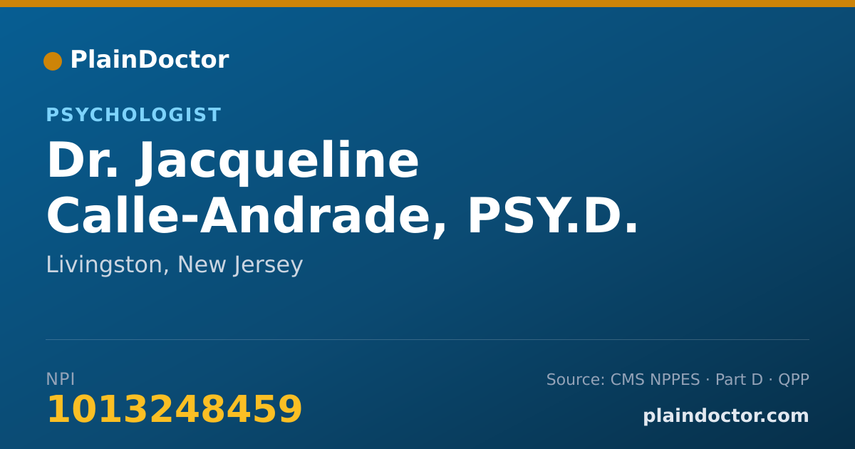 Shareable card for Jacqueline Calle-Andrade, PSY.D. - Psychologist, Livingston, NJ