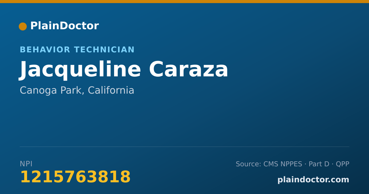 Shareable card for Jacqueline Caraza - Behavior Technician, Canoga Park, CA