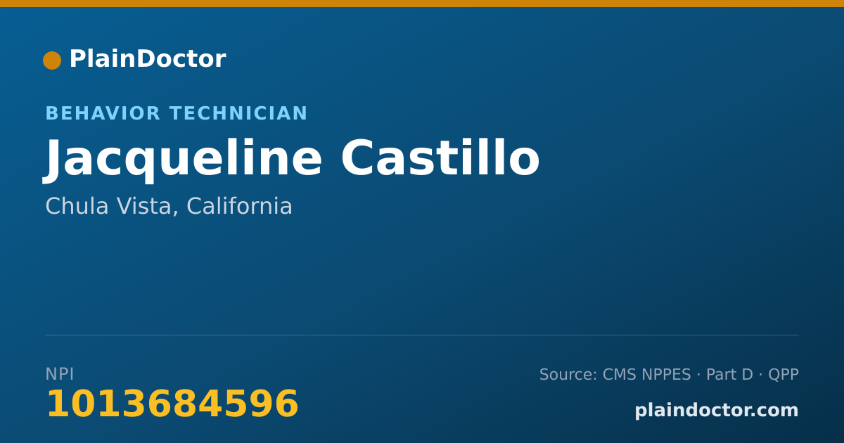 Shareable card for Jacqueline Castillo - Behavior Technician, Chula Vista, CA