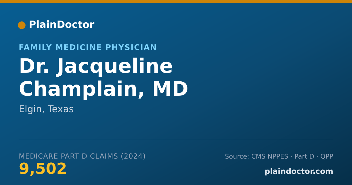 Shareable card for Jacqueline Champlain, MD - Family Medicine Physician, Elgin, TX